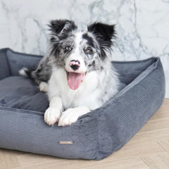 STRIPPO Dark Grey Corduroy Luxury Dog Bed by Labbvenn