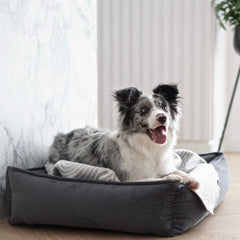 STRIPPO Dark Grey Corduroy Luxury Dog Bed by Labbvenn