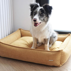 STRIPPO Honey Corduroy Luxury Dog Bed by Labbvenn