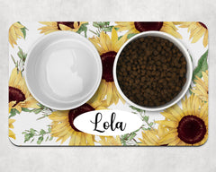 Personalised Sunflower Neoprene Pet Bowl Placemat