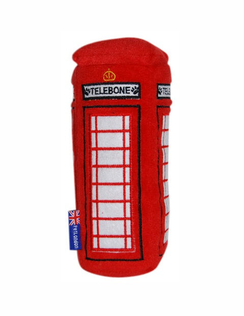 Luxury London Red Telephone Box Plush Dog Toy 