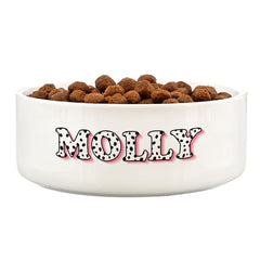 Personalised Pink Spots Name 14cm Medium Pet Bowl