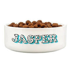 Personalised Blue Spots Name 14cm Medium Pet Bowl