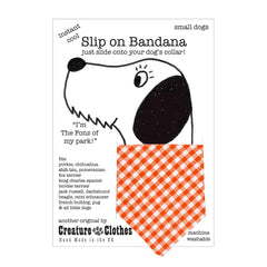 Creature Clothes Slip On Dog Bandana Orange Gingham