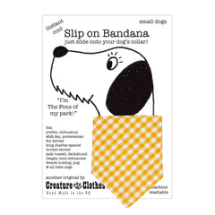 Creature Clothes Slip On Dog Bandana Yellow Gingham