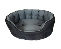 Black and Grey Country Heavy Duty Waterproof Oval Drop Front Dog Beds by P&L