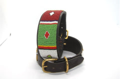 Luxury Beaded Leather Lurcher Dog Collar