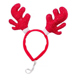 Red Sparkle Antlers Headband by House of Paws