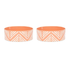 Aztec 2 Piece Dog Food & Water Bowl Set - Terracotta Orange