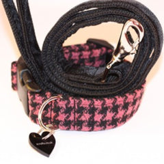 Blackberry Tweed Dog Collar and Velvet Lead Set