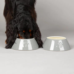 Classic 2 Piece Long Eared Dog Food & Water Bowl - Grey