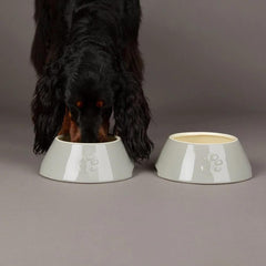 Classic 2 Piece Long Eared Dog Food & Water Bowl - Light Grey
