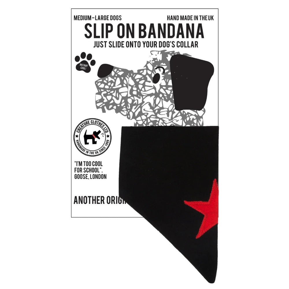 Creature Clothes Slip On Bandana Red Christmas Star on Denim