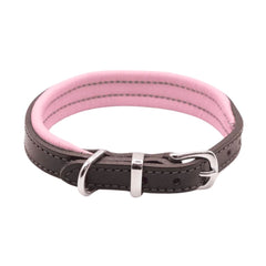 Dogs & Horses Luxury Padded Leather Dog Collar Pink