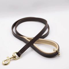 Dogs & Horses Luxury Padded Leather Dog Leads Brown and Cream