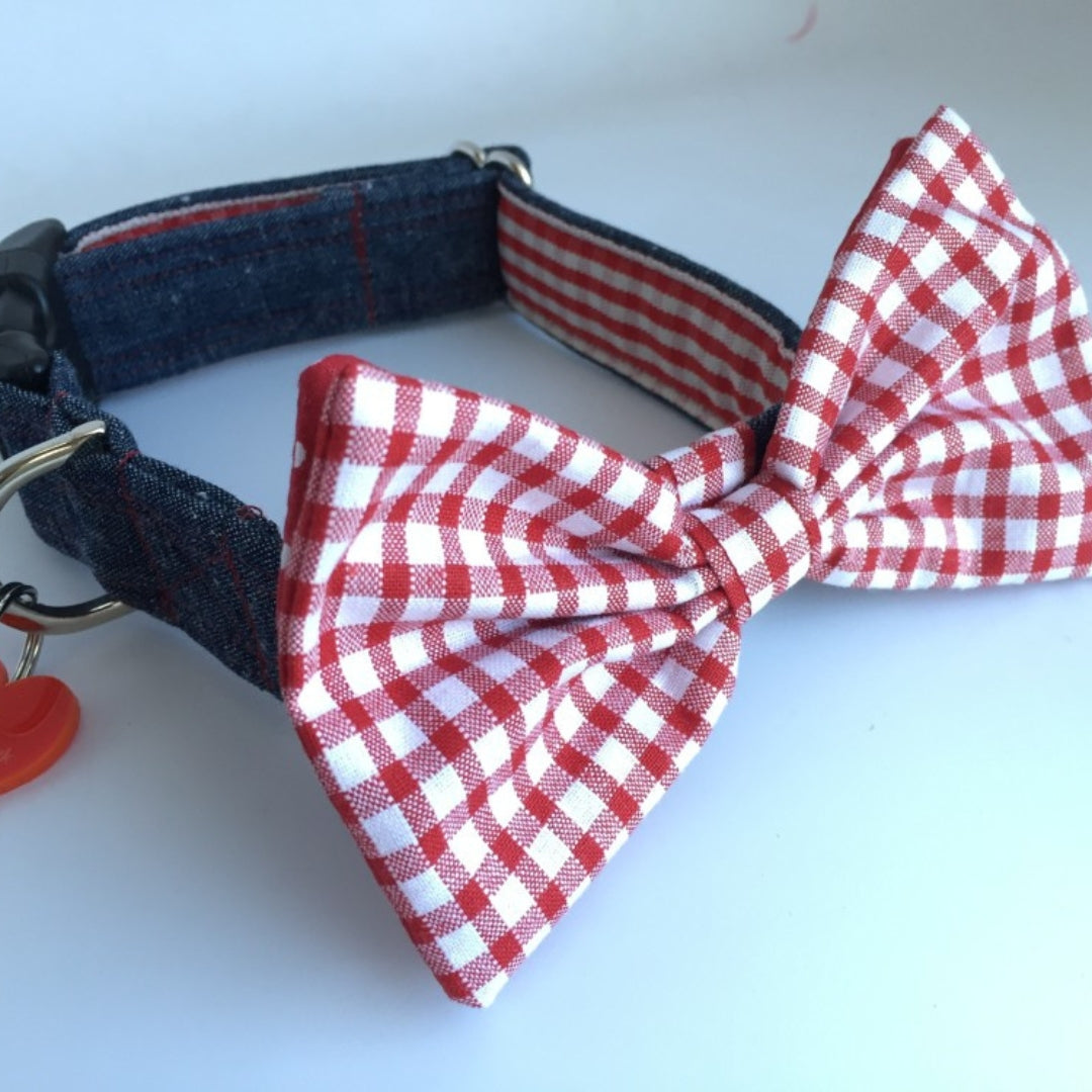 Doris Day Bow Tie Designer Dog Collar