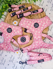 Dusky Pink Daisies Dog Collar