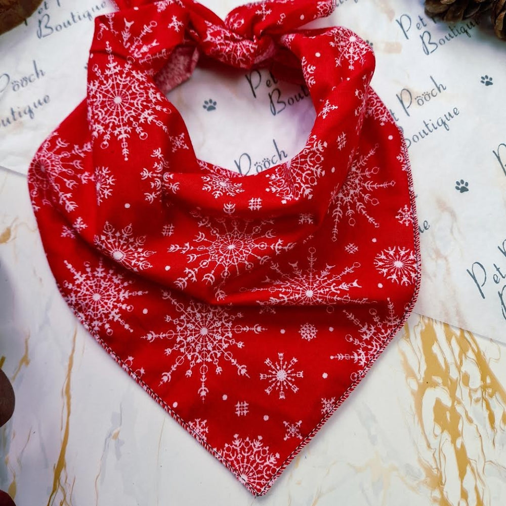 Festive Snowflakes Christmas Dog Bandana