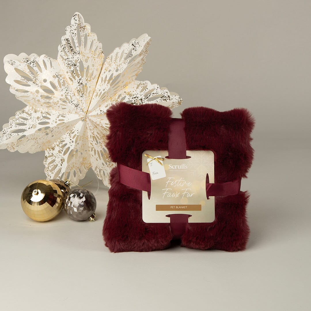 Festive Fur Pet Blanket - Burgundy