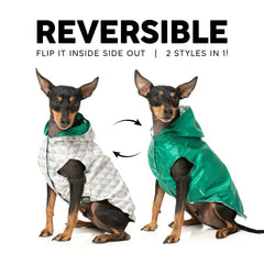 Flipside Reversible Dog Raincoat - Green/Beige
