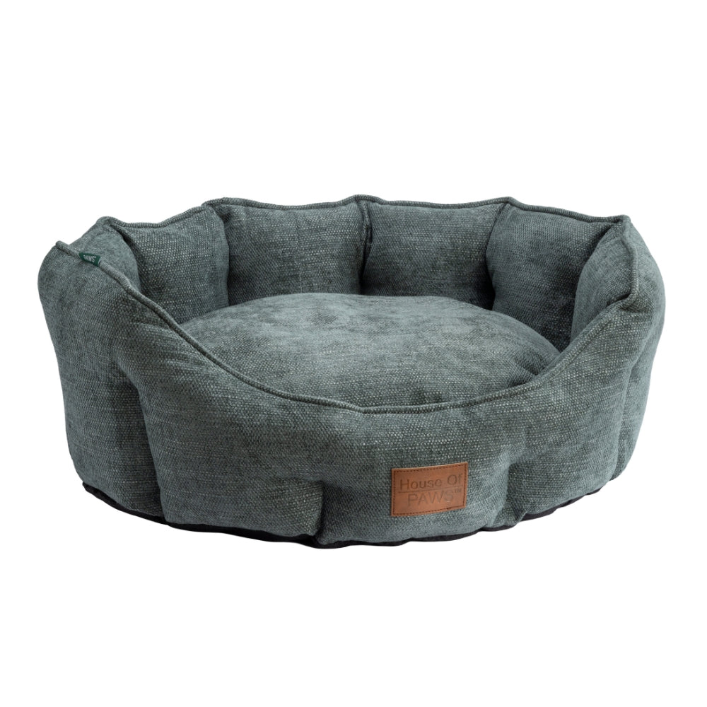 Green Chenille Oval Dog Bed by House of Paws