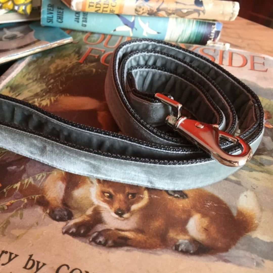Grey Velvet Designer Dog Lead