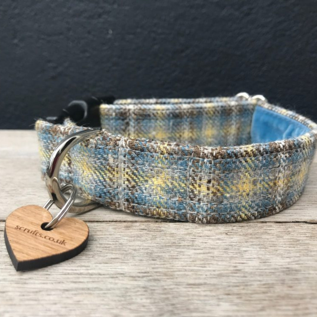 Harvest Donegal Tweed Velvet Lined Designer Dog Collar