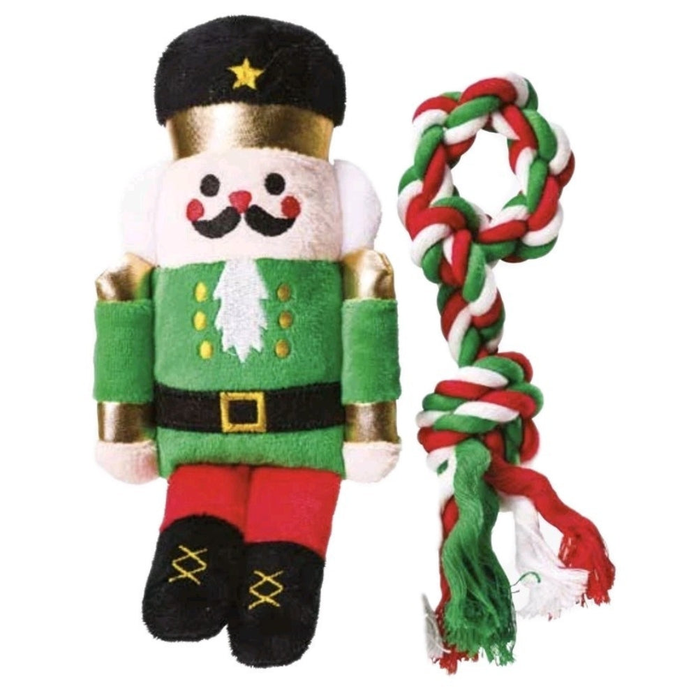 House of Paws Christmas Nutcracker & Rope Dog Toy Gift Set