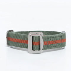 All-Terrain Canvas Dog Collar - Khaki / Chestnut