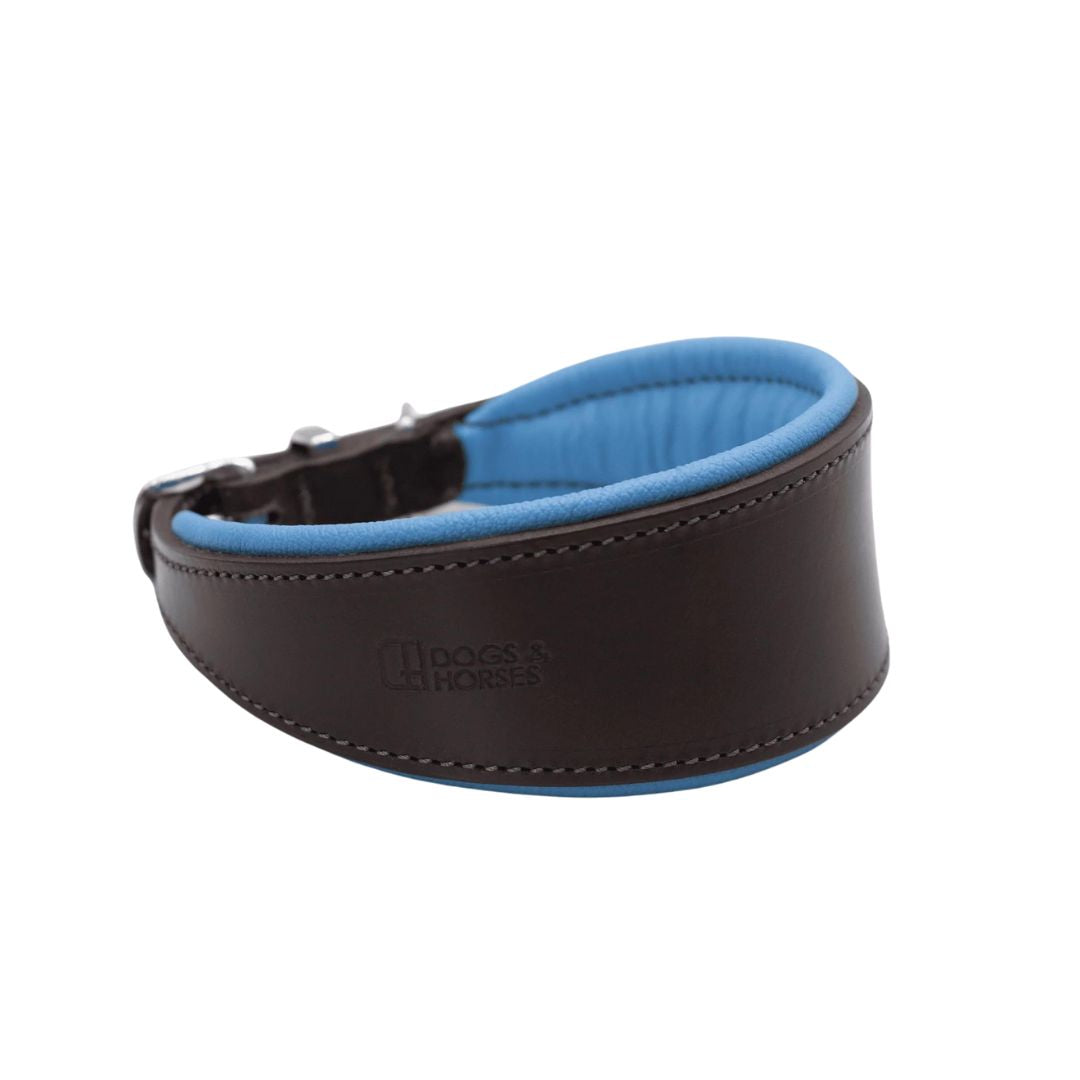 Luxury Blue Leather Hound Collar by Dogs & Horses