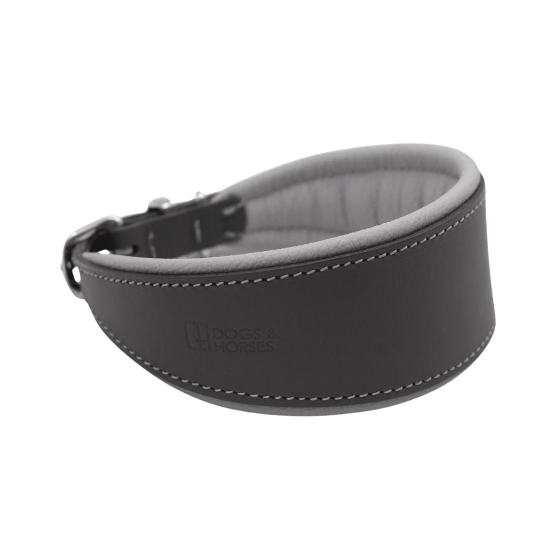 Luxury Grey Leather Hound Collar by Dogs & Horses
