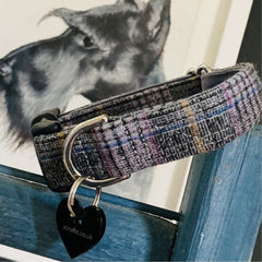 Marple Grey Heather Tweed Designer Dog Collar