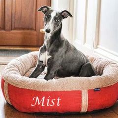 Personalised Red Fleece Donut Dog Bed