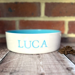 Personalised Stamp Font Dog Bowls With Painted Inside