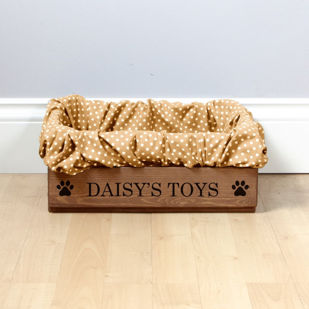 Personalised Wooden Dog Toy Box With Liner