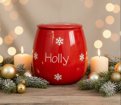 Personalised Ceramic Polka Snowflakes Treat Jars