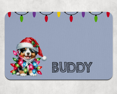 Personalised Christmas Australian Shepherd Dog Bowl Placemat