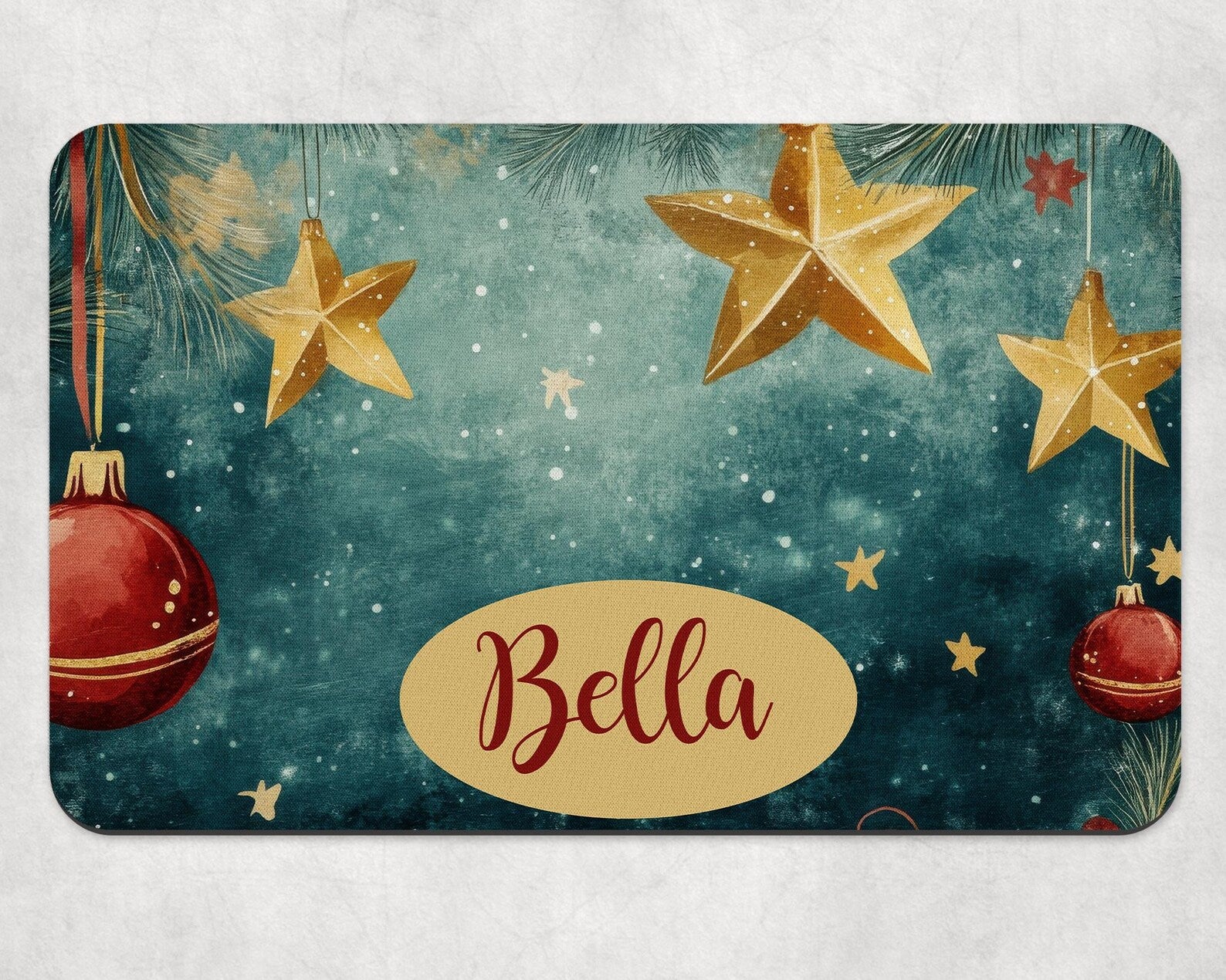 Personalised Festive Baubles Dog Bowl Placemat