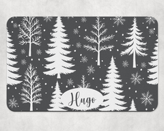 Personalised Festive Tree and Snowflake Dog Bowl Placemat - Grey