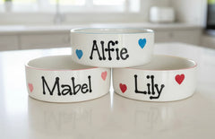 Personalised Love Heart Dog Bowl and Mat Set