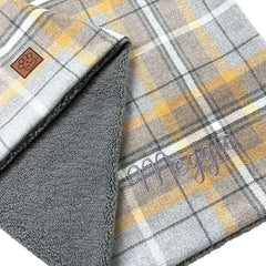 Personalised Luxury Double Layer Dog Blankets - Grey & Yellow Check