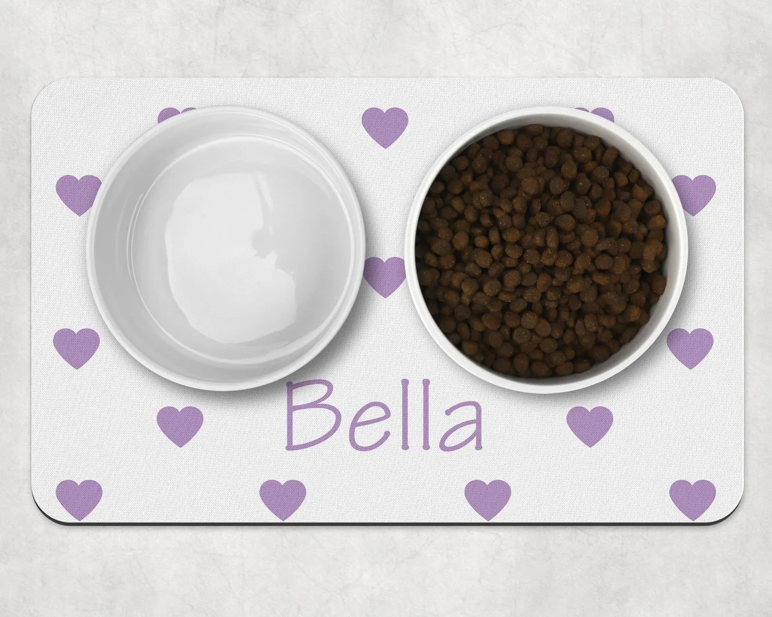 Personalised Pet Bowl Mat Heart Confetti Design