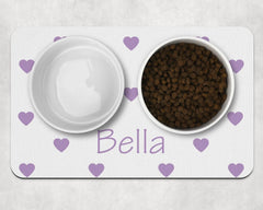 Personalised Pet Bowl Mat Heart Confetti Design