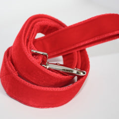 Plain Red Velvet Designer Dog Lead