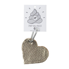 Silver Leather Heart Poo Bag Pouch