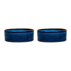 Reactive Glaze 2 Piece Dog Food & Water Bowl Set - Midnight Blue