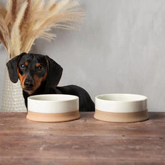 Scandi 2 Piece Non Tip Pet Food & Water Bowl - Cream