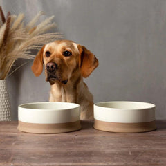 Scandi 2 Piece Non Tip Pet Food & Water Bowl - Cream