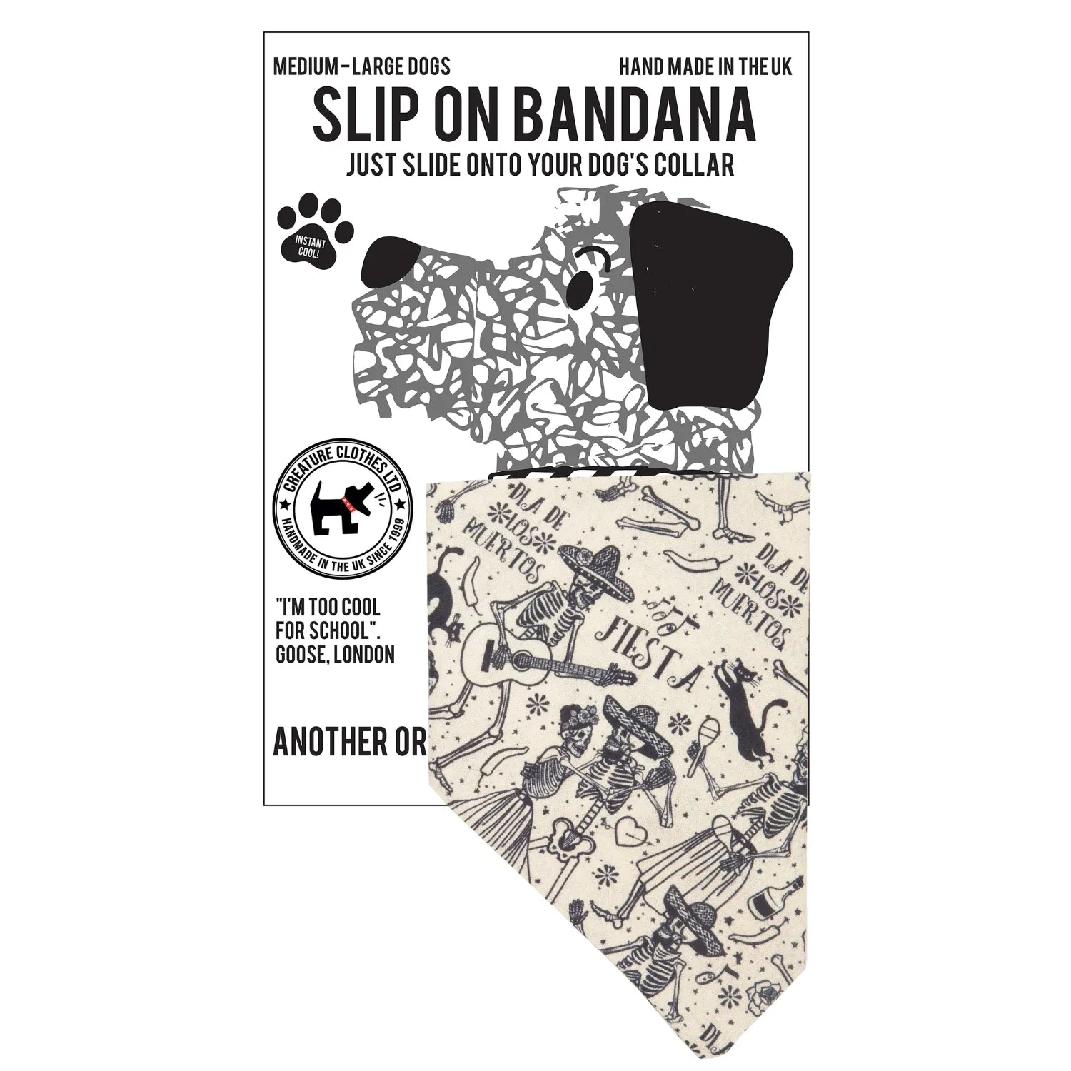 Creature Clothes Slip On Bandana Day of the Dead