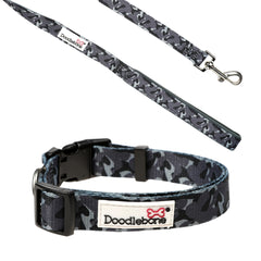 Smokey Grey Camo Puppy Collar & Lead Set by Doodlebone
